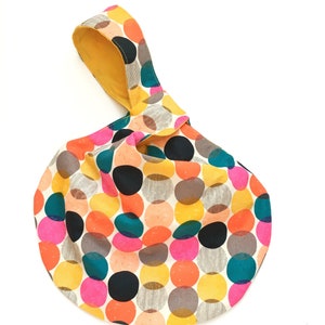 Polka Dot Japanese Knot Bag, 100% Cotton Bag, Knot Style Bag, Small Japanese Knot Bag, Wristlet, Small Bag, Handbag, Wrist Bag, Hobo Bag