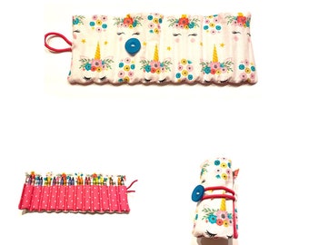 Unicorn Crayon Roll, Crayon Roll Up, Kids Crayon Holder, Crayon Caddy, Gift for Kids