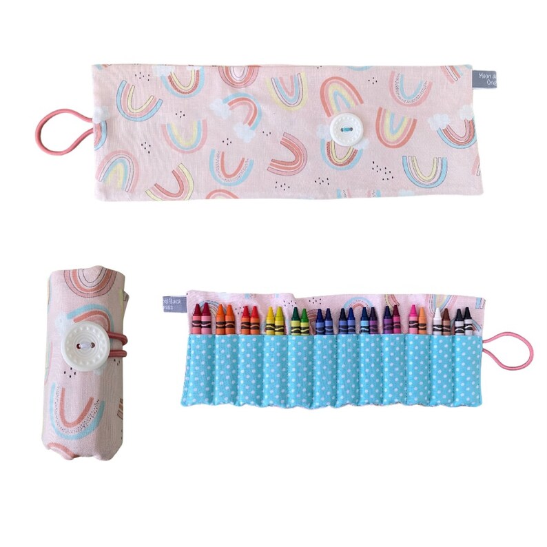 Rainbow Crayon Roll, Crayon Roll Up, Kids Crayon Holder, Crayon Caddy ...