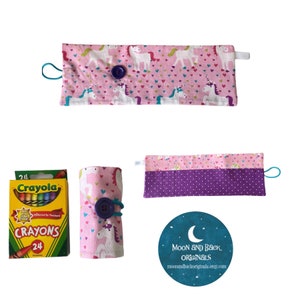 Unicorn Crayon Roll, Crayon Roll Up, Kids Crayon Holder, Crayon Caddy, Gift for Kids