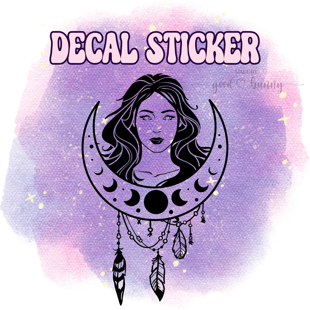 Celestial Girl Decal Sticker | Boho Decal Sticker | Celestial Moon ...