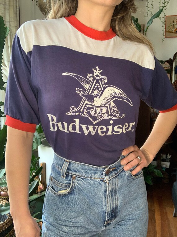 Amazing 70s Rare Budweiser Ringer tee!!