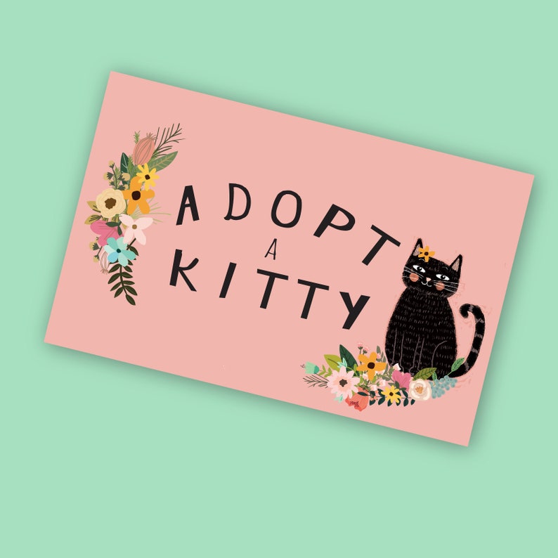 Printable Adopt a Kitty Cat certificate adoption box label | Etsy