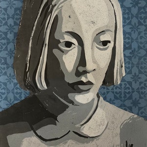 Portrait en linogravure (pour les amoureux du Portugal et des Azulejos)