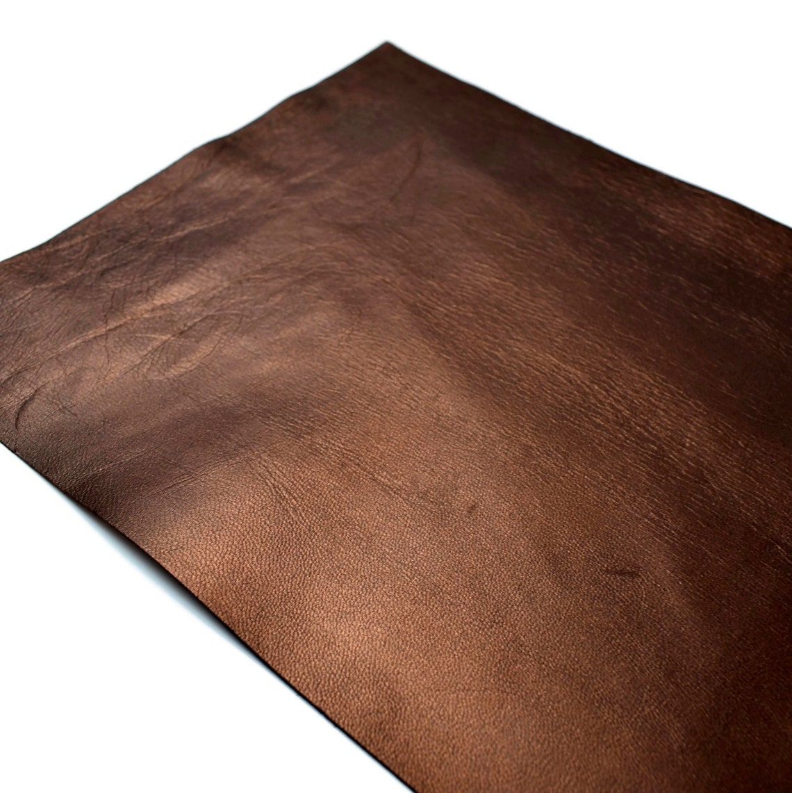Brown Shiny Leather Pieces Die Cut Metallic Leather Sheets Etsy