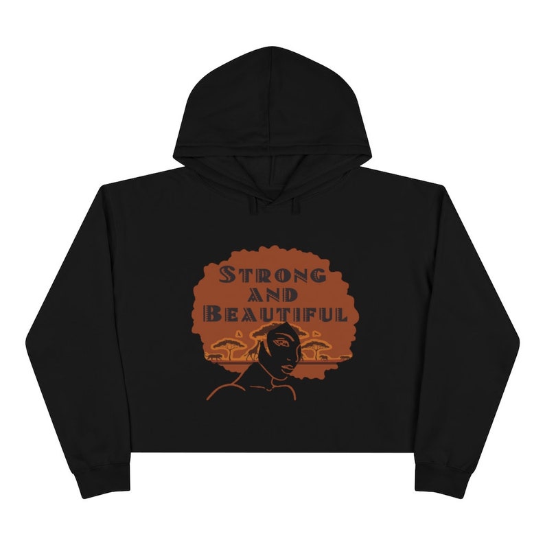 African American Strong and Beautiful Crop Hoodie