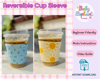 Patrón de costura para funda reversible para taza de café helado