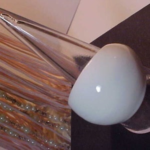 R-1 Vintage Murano Hand-Blown Glass WHITE Bulb Solid Style, Art Italian Venetian Statement Piece, FINGER RING  Size Woman 10-3/4  ( 10.75 )