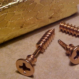 One Pair COPPER GOLD Color Stud Screw Earrings Looks Just Like A Hardware Screw. Really Cool Statement Studs. Men Women Unisex