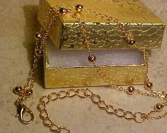 etsy #59 Double Rose Gold Tone Chain with Rose Gold Tone 4mm Round Charm Beads Bracelet Gorgeous Stunning!  Detailed Design