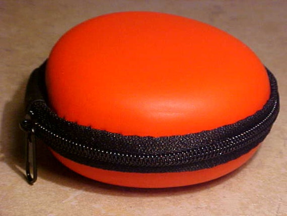 Red Portable Mini Round Zippered Storage Pouch Case for Ear Buds