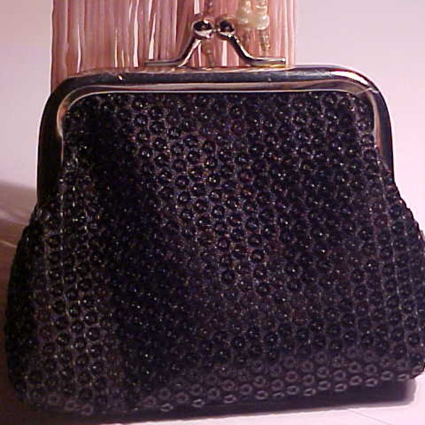 Elegant BLACK Sequins Clutch Pocket  WALLET PURSE  for Money  Keys  Cards