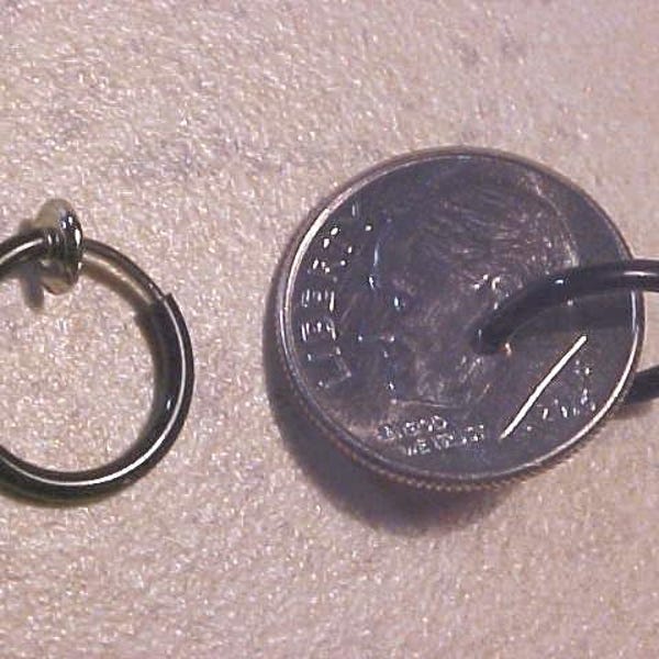 NON-PIERCING Spring Action Clip-On Fake BLACK Earrings or Body Jewelry Rings For Nose - Ears - Lips look Real MyEARTHANGELGIFTCo