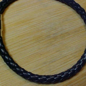 B-381 MEN&#39;S  Dark BLUE Braided Weave Leather Style BRACELET  Magnetic Leat Style Clasp  Easy To Put On