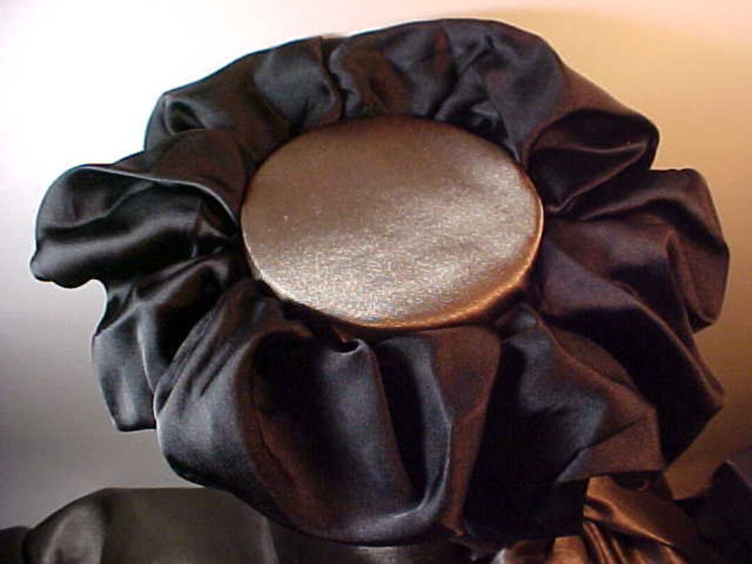 Satin Dot Flower Scrunchie - Black main image 1
