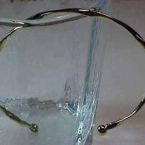 B-379    Nice Open Cuff  Yellow Gold Plated  TWIST CURVED WAVE  Bracelet