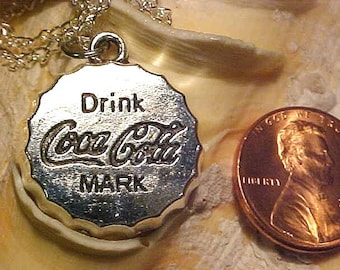 W-209   COCA COLA  Silver Tone Necklace    Cute FUN Style !!