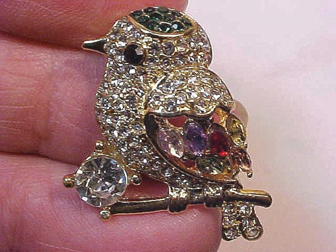 B-214 Detail Cute Small Adorable Nice Gold Plated & Multi Crystal