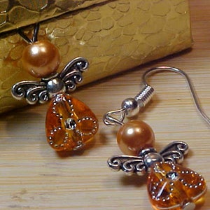 A-Y  Nice Pair Golden YELLOW ANGEL Dangle EARRINGS.  With Gold Gift Box Included. Add To Your Jewelry  Or  As A Gift To Give Someone Special