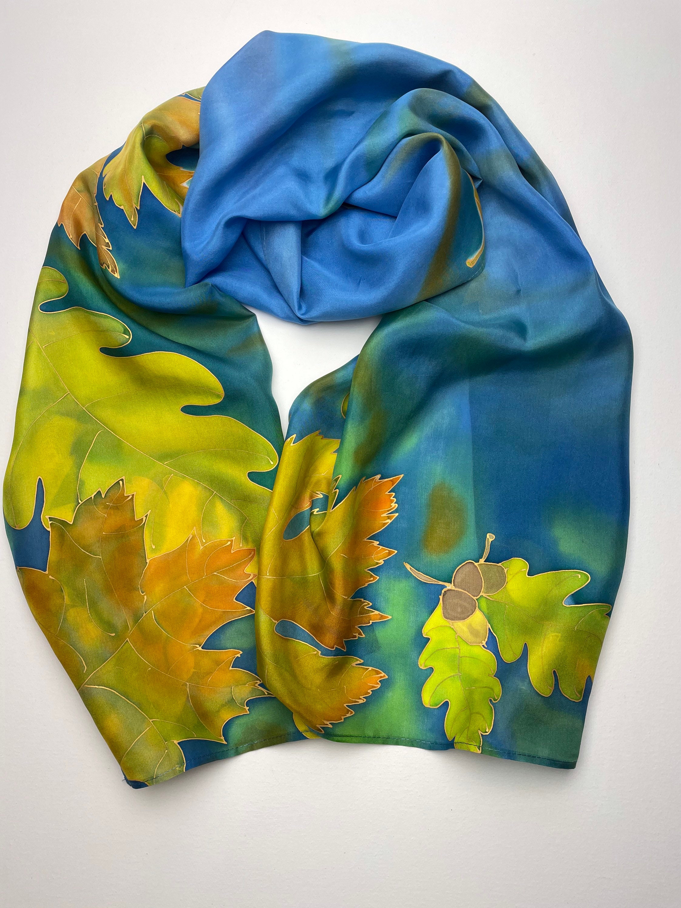 Autumn Leafs Scarf Hand Painted Scarf Large Scarf Pure Silk - Etsy UK
