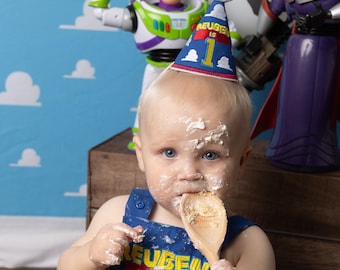 Toy Story 1st Birthday Party Hat - Any Age Birthday Milestone Marker Birthday Hat Photo Prop - Matching Romper and Hat option - 1st 2nd 3rd