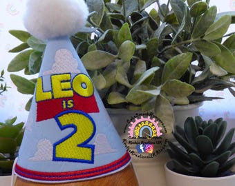 Toy Story 1st Birthday Party Hat - Any Age Birthday Milestone Marker Birthday Hat Photo Prop - Matching Romper and Hat option - 1st 2nd 3rd