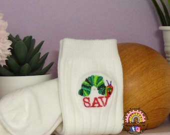 Personalized Hungry Caterpillar Embroidered Knee High Socks