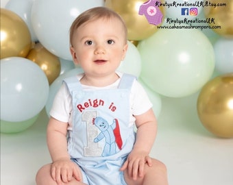 Baby Boy Blue Iggle Piggle Cake Smash Outfit 1st Birthday. Handmade Photo Prop Outfit, Embroidered & Personalised Perfect for Photos!