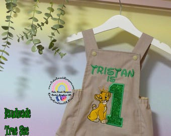 Simba Safari Cake Smash Romper: Embroidered Lion King First Birthday Outfit