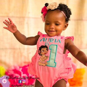 Moana 1st Birthday Romper: Embroidered Outfit, Cake Smash, Photoshoot