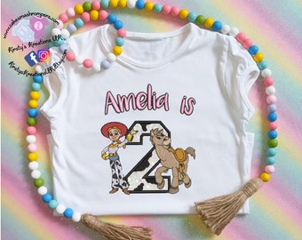 Jessie & Bullseye Toy Story Themed Inspired Bummie and Bodysuit Bithday Outfit Romper Pants and Shirt Girls Toy Story Cowgirl Birthday Set