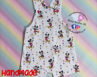 Handmade Cotton Mickey Mouse Shortie Baby Romper - Ideal Gift for a New Baby, Baby Shower Baby Boy Gifting Idea