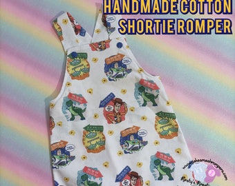 Handmade Cotton Toy Story Characters Shortie Baby Romper - Ideal Gift for a New Baby, Baby Shower Baby Boy/Girl/Neutral Gifting Idea