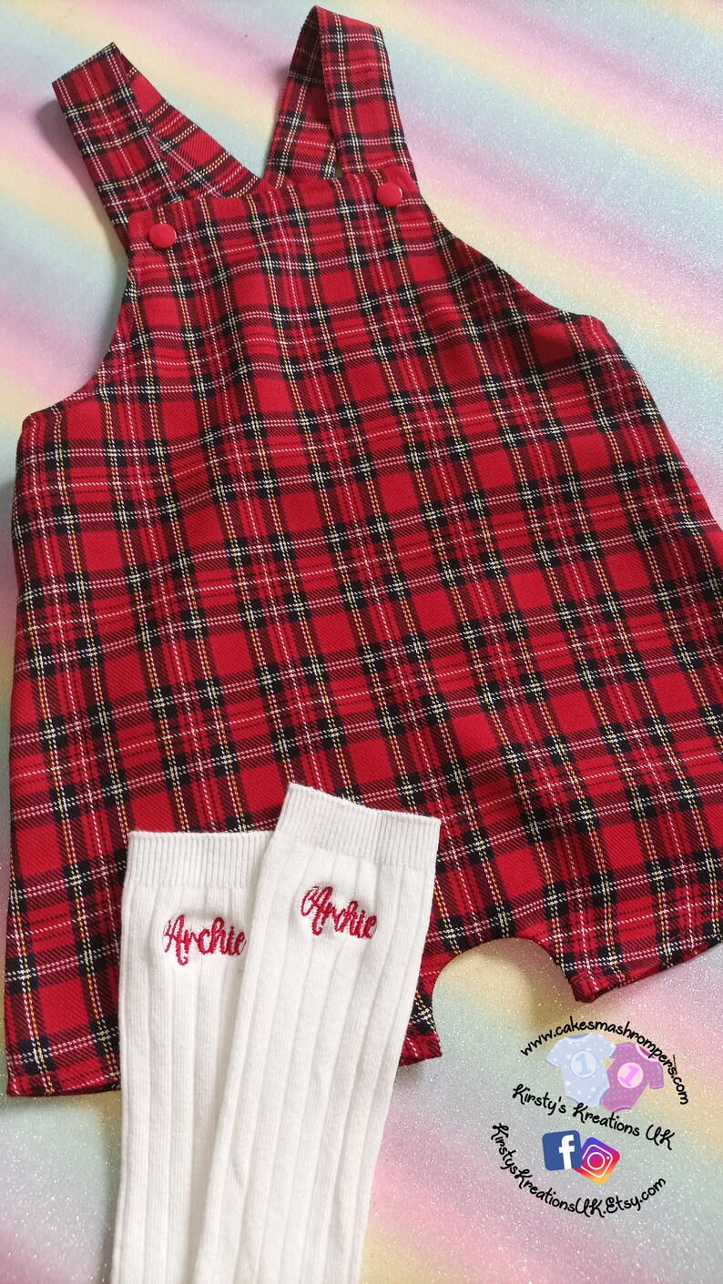 Handmade Tartan Plaid Christmas Romperall: Personalized Scottish Outfit bild 8