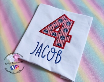 Nautical Birthday T-Shirt Embroidered Shirt with Birthday Number 1st/2nd/3rd/4th Birthday Personalised Birthday Shirt Prop FREE DELIVERY