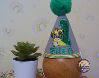 Baby Boy Safari Wild One Simba Lion King Birthday Party Hat - 1st Birthday Hat Cake Smash Photo Prop - Matching Outfit Hat option - 2nd/3rd