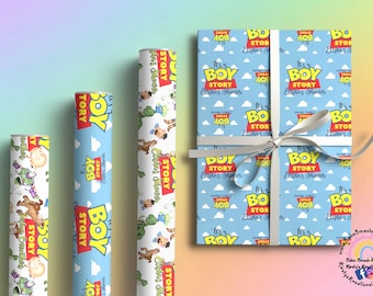 Boy Story Baby Shower Custom Printed Luxury Gift Wrap - Name the Baby, Moms Name, Mummy Gift, New Arrival Hospital Gift