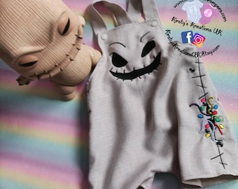 Oogie Boogie Outfit Children's Halloween/Fall/Autumn Outfit - Oogie Boogie Man Nightmare Before Christmas Kids Outfit Shortalls