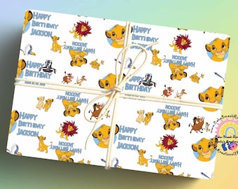 Luxury Gift Wrap - Disney Simba Lion King Inspired Customised Personalised Gift Paper Custom Print Bespoke Gift Ideas Birthday Paper