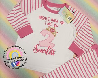Little Princess When I Wake Up I Will Be Birthday Pj Pyjama Set - Night before Birthday Pijamas Decorated Item 1st 2nd 3rd 4th 5th 6th