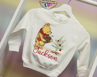 Personlig jul Puh broderad tröja