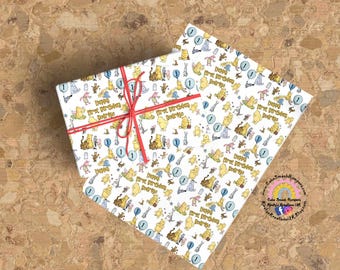 Luxury Gift Wrap Classic Pooh Bear and Friends Themed Wrapping Paper for Any Age Birthday Repeat Pattern Monogrammed Personalised UK Printed