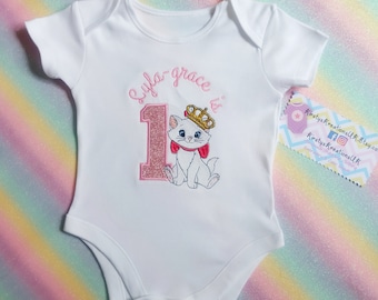 Marie from Disney's Aristocats inspired Personalised Baby's First Birthday Cake Smash Outfit
