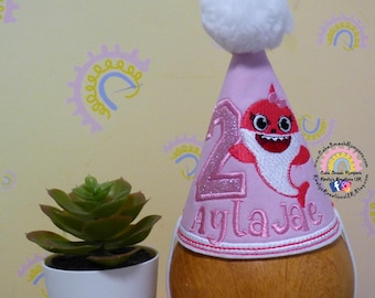 Baby Shark 1st Birthday Party Hat - Cake Smash Birthday Hat (Matching Cake Smash Romper also available separately for a complete outfit)
