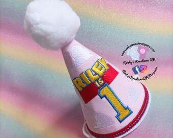 Toy Story Pink Birthday Party Hat - Any Age Birthday Milestone Marker Birthday Hat Photo Prop - Matching Romper and Hat option - 1st 2nd 3r