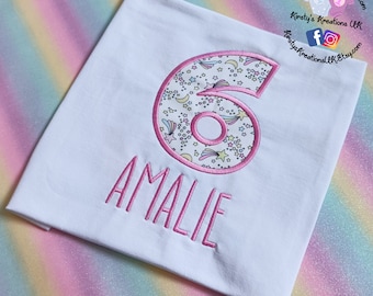 Shooting Star Birthday T-Shirt Embroidered Shirt Age 1/2/3/4/5/6/7/8/9/10/11/12 Birthday Personalised Birthday Shirt Prop FREE DELIVERY