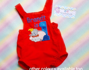 Disney Dumbo Birthday Cake Smash Outfit - Handmade Personalised embroidered 1st birthday romper, ideal for photoshoots and parties