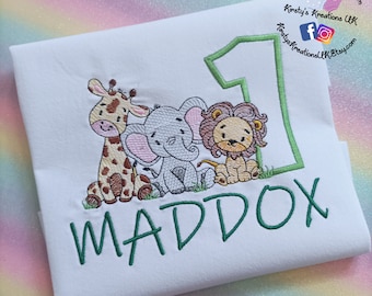 Wild One/Two Wild Birthday T-Shirt Embroidered Shirt with Birthday Number Embroidered and Personalised Birthday Shirt Smash UK prop Safari T