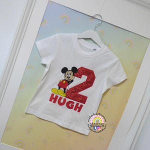 Mickey Mouse Birthday T-Shirt Embroidered Shirt with Birthday Number 1st/2nd/3rd/4th Birthday Personalised Birthday Shirt Cake Smash UK prop