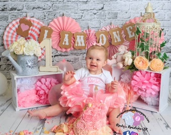 Girls Flopsy Rabbit Birthday Tutu Set. Baby Pink Tutu 1st Birthday. Girls 2nd Birthday Outfit. Ribbon Tutu Glitter